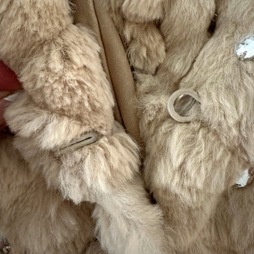 *RARE* Bebe Rhinestone Rabbit Fur Coat - Picture 10 of 14